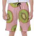 Kiwi Slices Pattern Print Men's Beach Shorts