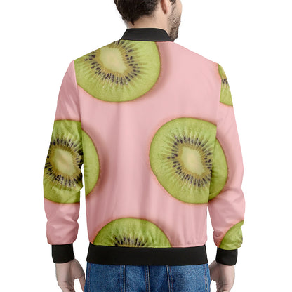 Kiwi Slices Pattern Print Men's Bomber Jacket