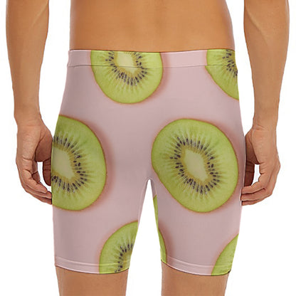 Kiwi Slices Pattern Print Men's Long Boxer Briefs