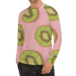Kiwi Slices Pattern Print Men's Long Sleeve Rash Guard