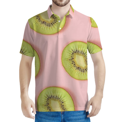 Kiwi Slices Pattern Print Men's Polo Shirt