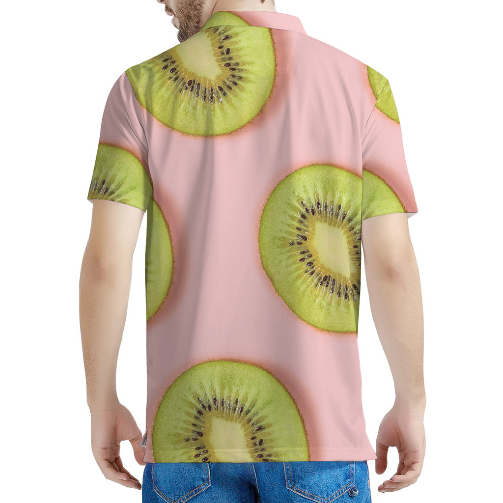Kiwi Slices Pattern Print Men's Polo Shirt