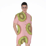 Kiwi Slices Pattern Print Men's Rompers