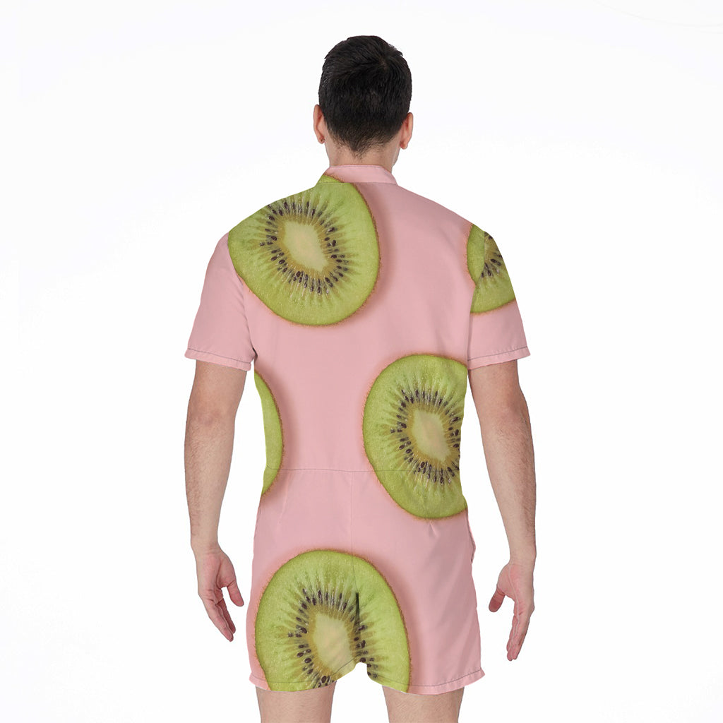 Kiwi Slices Pattern Print Men's Rompers
