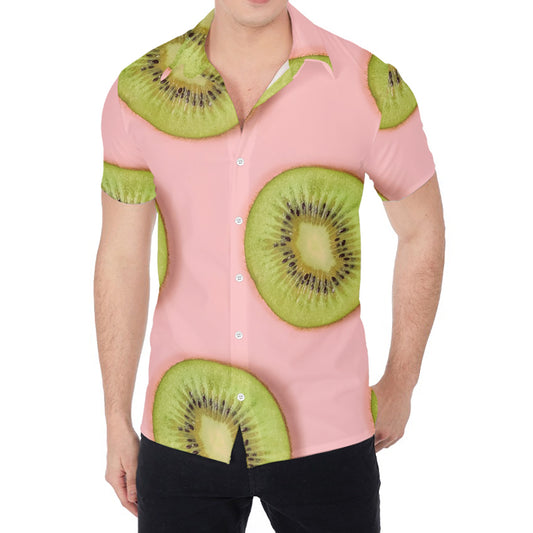 Kiwi Slices Pattern Print Men's Shirt