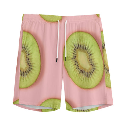 Kiwi Slices Pattern Print Men's Sports Shorts
