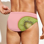 Kiwi Slices Pattern Print Men's Swim Briefs