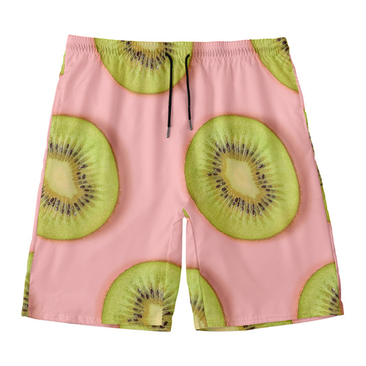 Kiwi Slices Pattern Print Men's Swim Trunks