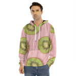 Kiwi Slices Pattern Print Men's Velvet Pullover Hoodie