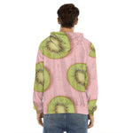 Kiwi Slices Pattern Print Men's Velvet Pullover Hoodie