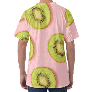 Kiwi Slices Pattern Print Men's Velvet T-Shirt