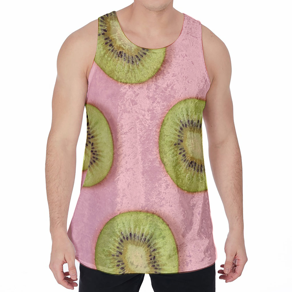 Kiwi Slices Pattern Print Men's Velvet Tank Top