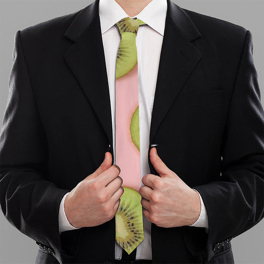 Kiwi Slices Pattern Print Necktie