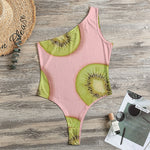 Kiwi Slices Pattern Print One Shoulder Bodysuit