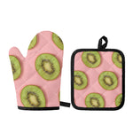 Kiwi Slices Pattern Print Oven Mitt And Pot Holder Set
