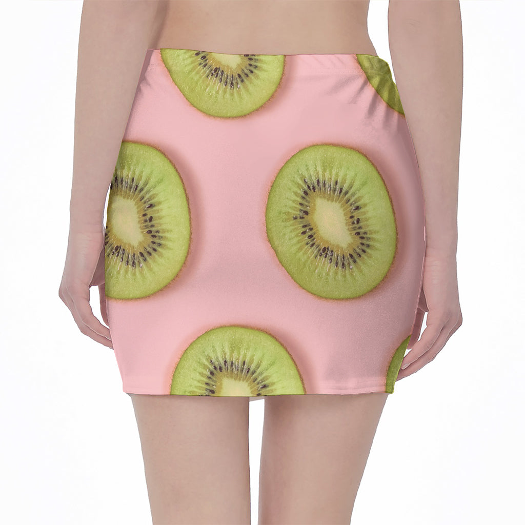 Kiwi Slices Pattern Print Pencil Mini Skirt