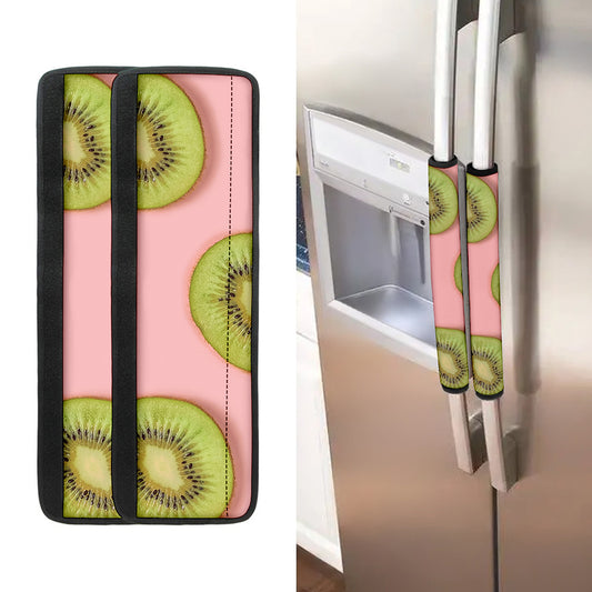 Kiwi Slices Pattern Print Refrigerator Handle Covers