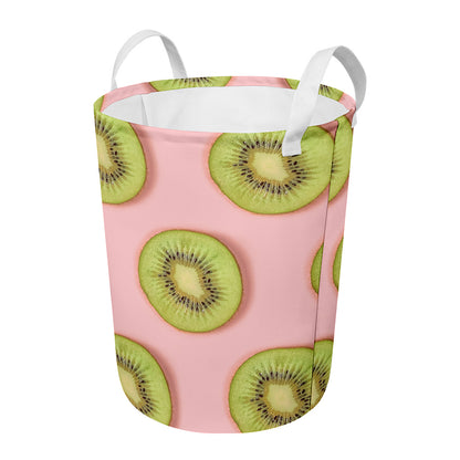 Kiwi Slices Pattern Print Round Laundry Basket