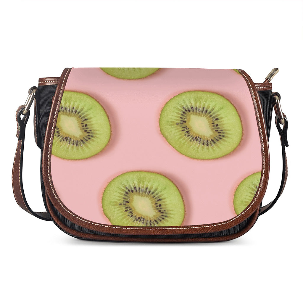 Kiwi Slices Pattern Print Saddle Bag
