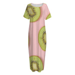 Kiwi Slices Pattern Print Short Sleeve Long Nightdress