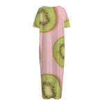 Kiwi Slices Pattern Print Short Sleeve Long Nightdress