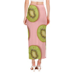 Kiwi Slices Pattern Print Side Slit Maxi Skirt