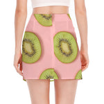 Kiwi Slices Pattern Print Side Slit Mini Skirt