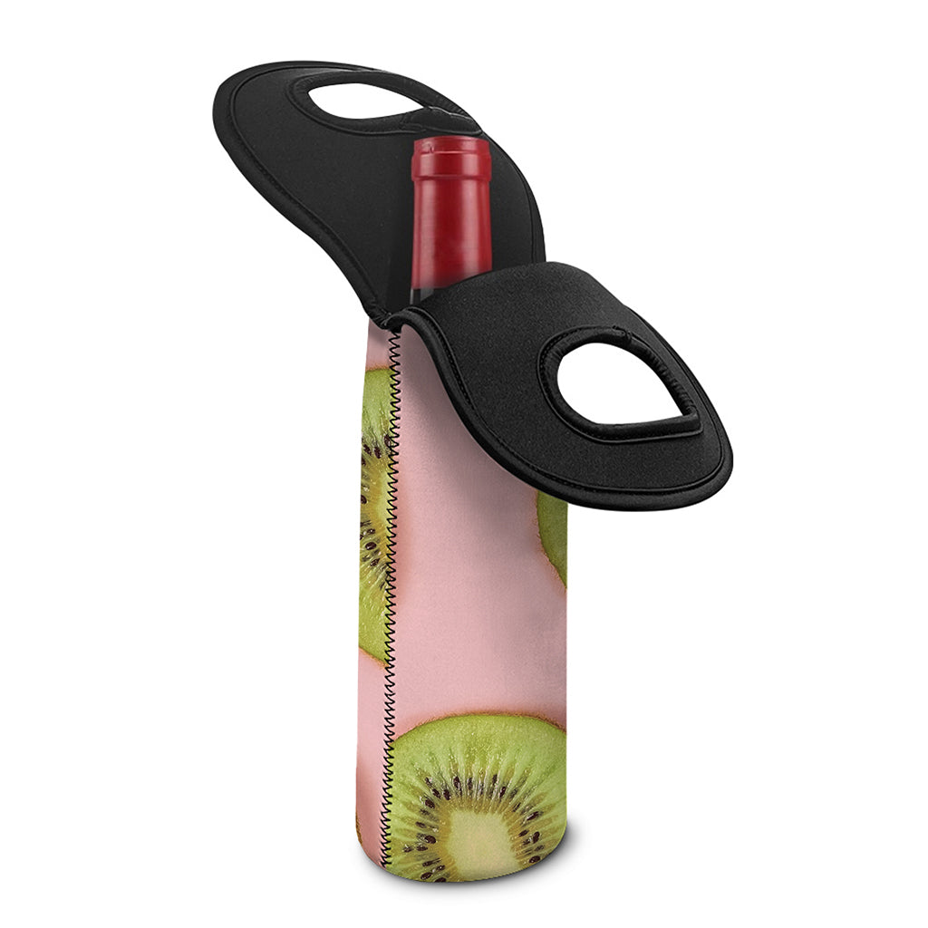 Kiwi Slices Pattern Print Single Neoprene Wine Tote