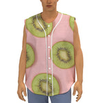 Kiwi Slices Pattern Print Sleeveless Baseball Jersey