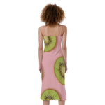 Kiwi Slices Pattern Print Slim Fit Midi Cami Dress