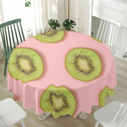 Kiwi Slices Pattern Print Waterproof Round Tablecloth