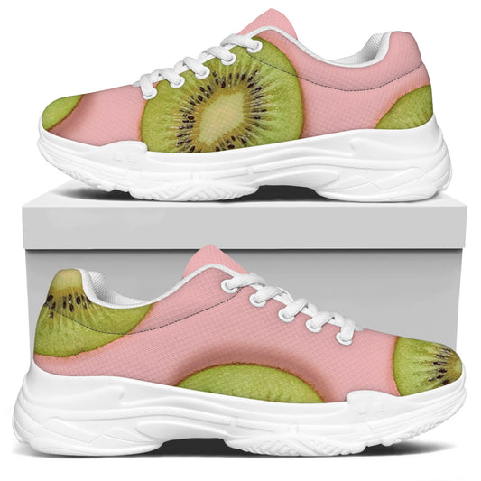 Kiwi Slices Pattern Print White Chunky Shoes