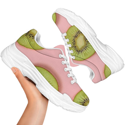 Kiwi Slices Pattern Print White Chunky Shoes