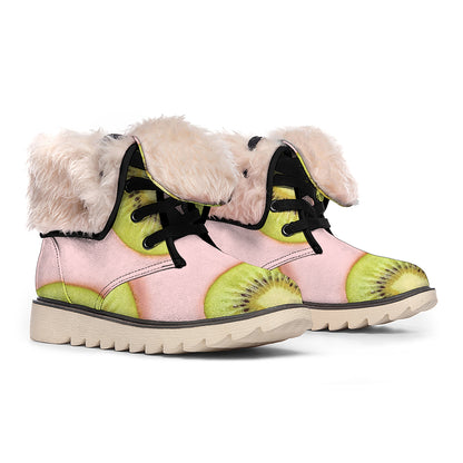 Kiwi Slices Pattern Print Winter Boots