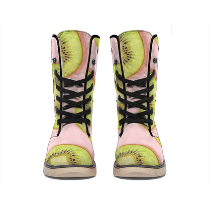 Kiwi Slices Pattern Print Winter Boots