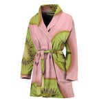 Kiwi Slices Pattern Print Women's Bathrobe