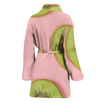 Kiwi Slices Pattern Print Women's Bathrobe