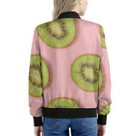 Kiwi Slices Pattern Print Women's Bomber Jacket