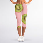Kiwi Slices Pattern Print Women's Capri Leggings