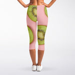 Kiwi Slices Pattern Print Women's Capri Leggings