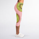 Kiwi Slices Pattern Print Women's Capri Leggings