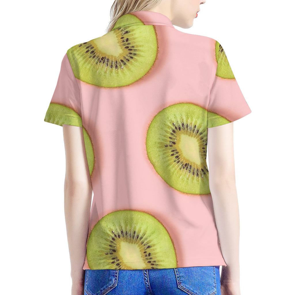 Kiwi Slices Pattern Print Women's Polo Shirt