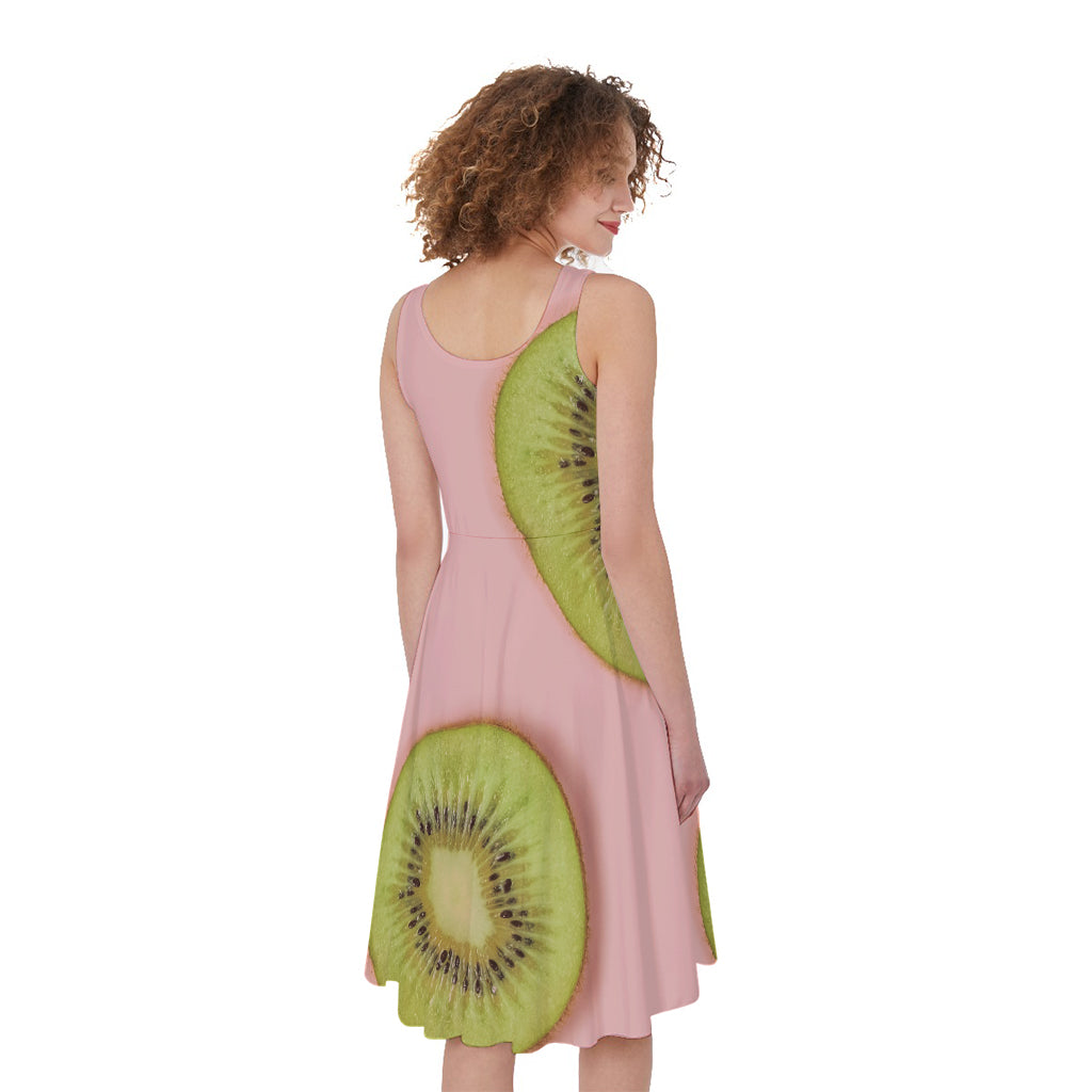 Kiwi Slices Pattern Print Women's Sleeveless Dress