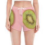 Kiwi Slices Pattern Print Women's Split Running Shorts