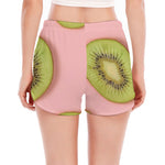 Kiwi Slices Pattern Print Women's Split Running Shorts