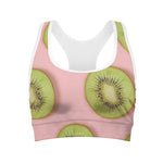 Kiwi Slices Pattern Print Women's Sports Bra