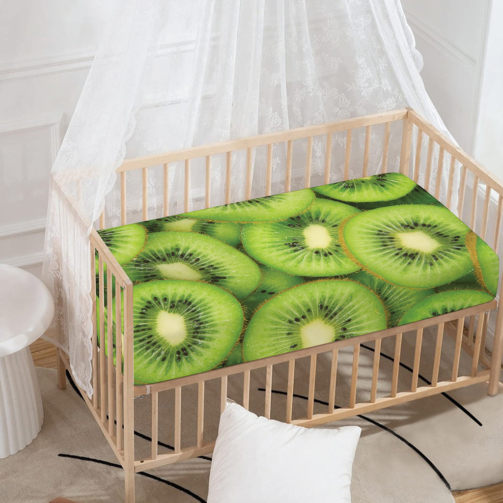 Kiwi Slices Print Baby Crib Sheet