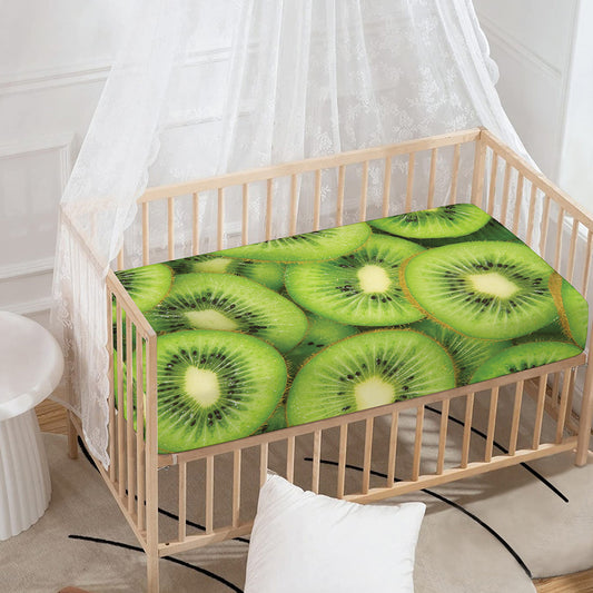 Kiwi Slices Print Baby Crib Sheet