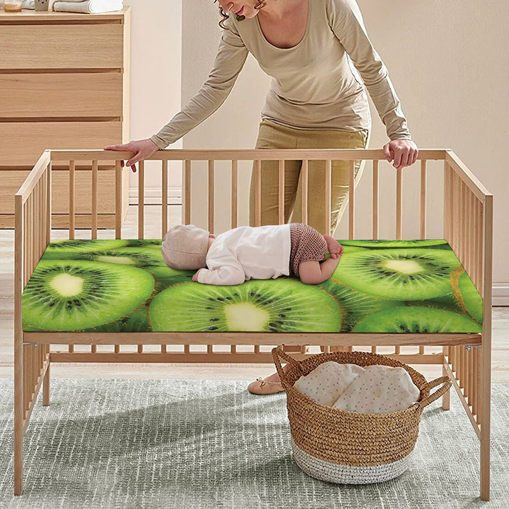 Kiwi Slices Print Baby Crib Sheet