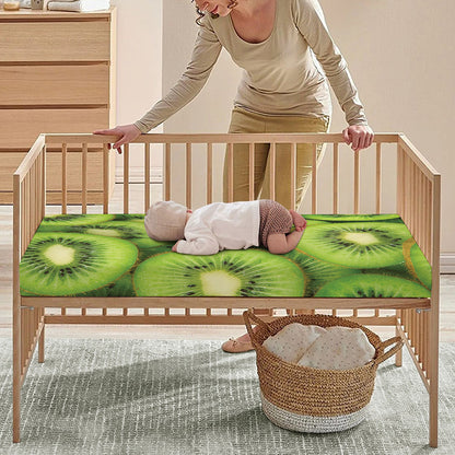 Kiwi Slices Print Baby Crib Sheet